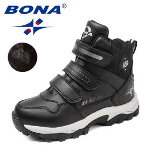 BOTAS Bona New Classics Style Boots Boots redondos de garotos Sapatos de inverno loop garotas botas de neve confortável
