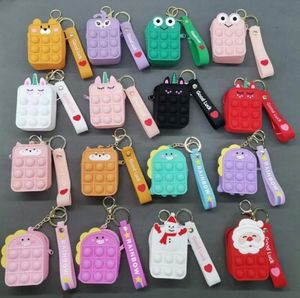 Toys Coins Purse Phone Bag Colorful Push Bubble Sensory Squishy Stress Reliever Autism Behöver anti-stress Rainbow Adult Toy Små väskor för barn C5623896932687