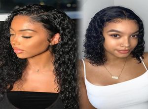 Deep Wave Perücken menschliches Haar Perücken lockiger kurzer Bob Brazilian für schwarze Frauen HD Full Frontalwasserwelle Nass und wellige Spitze vorne Wig2990761