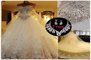 2019 Modest sparkly Crystal lace Wedding Dresses Luxury Cathedral Train Bridal Gowns Real Image plus size wedding gown Pnina Torna7445953