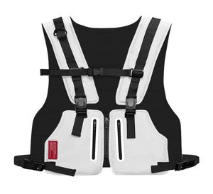 Streetwear Tactical Vest Men Hip Hop Street Style Chest Rig Telefon Bag Fashion Reflective Strip Waistcoat med fickor utomhus spor5172453