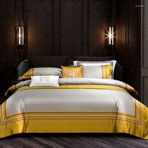 Set di biancheria da letto in filo in oro di lusso tintura da letto set da 1000 tc Copertina piumino di cotone egiziano Fede
