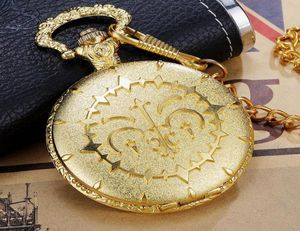 Round Golden Golden Steampunk Quartz Pocket Watch com FOB Chain Vine Anime Cosplay Pocket Watch Women Mens Presens3718007