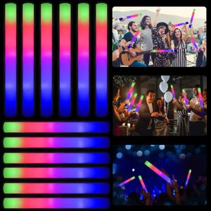 20/30 st RGB LED Glow Foam Stick Tube Bulk Colorful Light Glow Stick Bright in the Dark Birthday Wedding Festival Party Supplies 240410