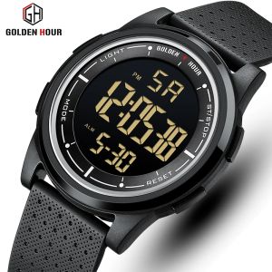 Zegarki Goldenhour Fashion Outdoor Sport Watch Mężczyźni wielofunkcyjne zegarki alarmowe COCK CHRONO 5BAR Waterproof Digital Watch ReliOJ Hombre