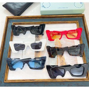 off Brand W fashion Sunglasses corner broken hole White Sunglasses male ow cat eye Sunglasses female UV400 Hip-hop Summer Sun Glasses with original box