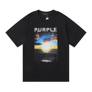 Fioletowa marka Tshirt designerka koszulka męska koszula abstrakcyjna figurka druk wysoka gram ciężar podwójny bawełniany krótki rękaw T-shirt US rozmiar s-xl 8710