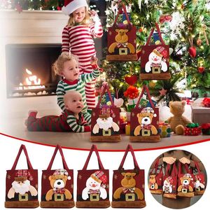 Present Wrap Christmas Bags Santa Claus Snowman Deer Bag Ounded Children's Tote Candy Xmas Handbag Decor