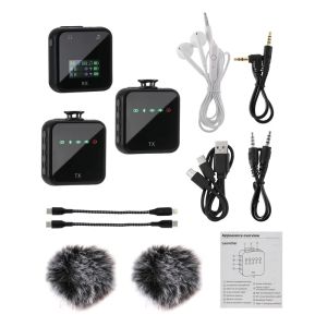 Microphones Portable Wireless Mini Lavalier Microphone Audio Video Voice Recording Bluetooth System Live Streaming for iPhone Typec Laptop