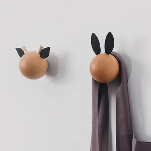 Hooks 1Pcs Cute Children's Bedroom Wall Decorative Non-perforated Animal Head Hanging Hook Creative Coat Rack