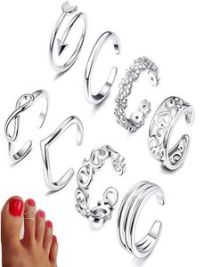 Summer Beach Beach Vacation Cighle Foot Set Set Open Toe Rings для женщин с кольцом для девочек Регулируемые украшения целые подарки P08181906594