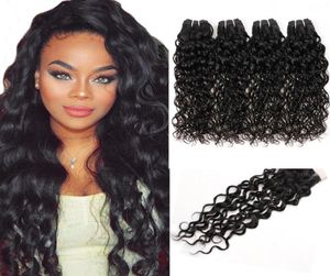 IShow Indian Hair Extensions wefts 10a Brasilianska hår Human hårbuntar med stängningsvattenvåg 4bunds för kvinnor flickor alla åldrarna4190769