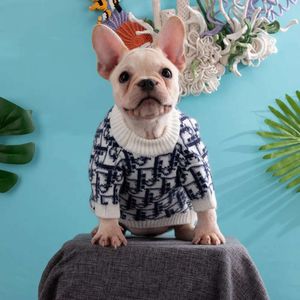 Designer Dog Clothes with Classic Letter Apparel Pattern for Bulldog Chihuahua Puppy Winter Warm Sweater Pet Sweaters Cat Dogs Sweatshirts Coat White XS