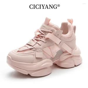 Casual Shoes Ciciyang Women Mesh Chunky Sneakers äkta läder 2024 Summer Luxury Designer Small White Shoe Ladies Sports