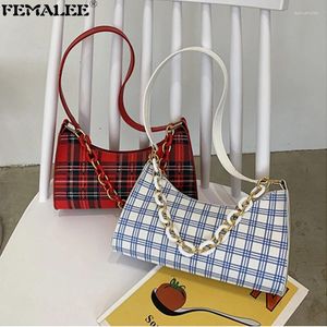 Axelväskor designer fransk stil kvinnor armhål damer pläd akryl handtag baguette handväskor mode flickor små tote undereararm purses