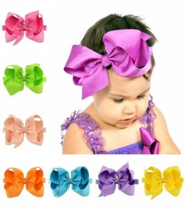 20pcslot 6 Zoll Big Cute Hair Bow Boutique Solid Hair Greet Grosgrain Band Bögen mit Stirnband Haarzubehör46379769511821