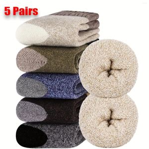 Men's Socks HSS Winter Merino Wool Super Thick Warm High Quality Harajuku Retro Snow Casual Antifreeze Cashmere Men 5 Pair