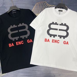 Summer Designer Mens European and American New Classic 2B Letter Print Loose Versatile Large Casual 100% Pure Cotton Couple T-shirt