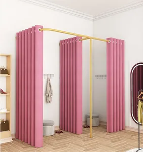 Hangers Clothing Store F-type Fitting Room Track Simple Changing Partition Cloth Curtain Men's And Women's