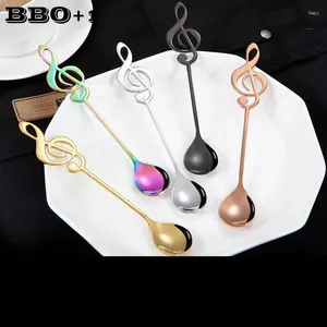 Coffee Scoops 6PCS/Set Stainless Steel Tea Spoons Creative Music Symbol Small Spoon Tableware Ice Cream Dessert Party Dinnerware Tools