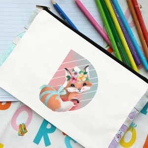 Bolsas de armazenamento Carta de animal Prind Print Lápis Bolsa Kawaii Stationery Box Supplies School Pouch Travel Makeup Case Cosmetic para crianças