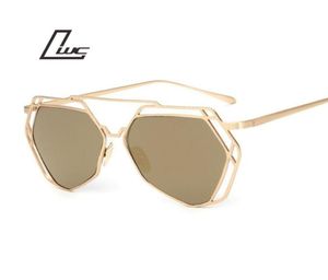 Sunglasses Brand Designer 2021 Big Mirror Women Women Hexagon Lovers Hippie Ladies UV400 Piloto Rose Gold Sun Glasses6989438