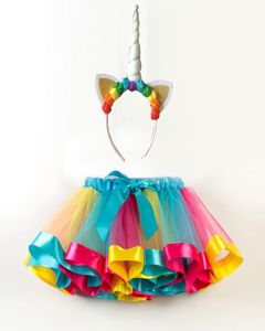 Rainbow Baby Tutu spódnica Kolorowa puszysta spódnica z nakryciem głowy uroczą sukienkę ubrania dziecięce 211 lat CW0016574031