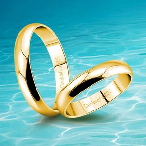 Golden 925 Sterling Silver Men Women Couple Lover Ring Personalized Matching Wedding Bands Anniversary Fine Jewelry Gifts 240401