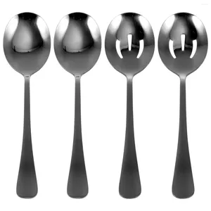 Spoons Buffet Serving Set: 4pcs Stainless Steel Service Spoon Slotted Scoop Nonstick Cooking Utensil Colander Banquet Catering