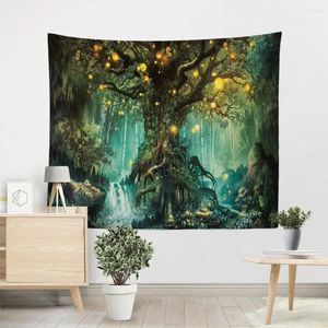 Tapissries Fantasy Forest Tapestry Tree Wall Hanging For Bedroom vardagsrum sovsal dekoration