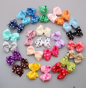 50 шт. Лот 3 2039039 Grosgrain Ribbon Dots Bows без клипа Diy Child Hair Clips для девочек -детских аксессуаров264A6005652