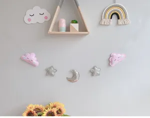 Dekorative Figuren Nordic Kids Room Fish Cloud Girland Handgefertigte Dekor Mond Star Kindergarten für Baby Girl Boy