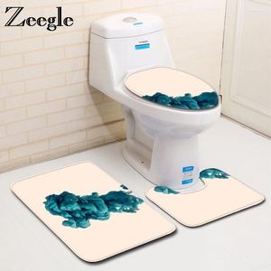 Tappeti da bagno zeegle pittura inchiostro set da bagno 3pcs tappeti per il gabinetto per bagno in microfibra