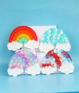 Brinquedos sensoriais do arco -íris Rainbow Puzzle Toy Tie Tye Push Bubble Children Children Lógica Matemática Silicone Board da ponta dos dedos Gamea50A09A003585760