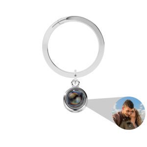 Rings Custom Photo Keychain Personalized Simple Style Circle Projection Keychain Anniversary Various Holidays Gift for Family Lover