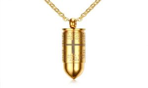 Bullet Pendant for Men Engraved Lord Bible Prayer Necklace Stainless Steel Male Jewelry Cremation Ashes Urn Bijoux85305839022853