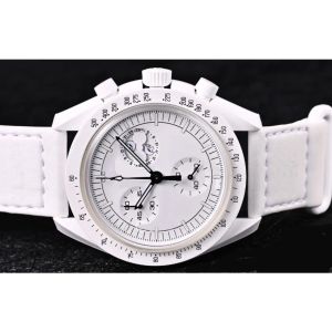 Модная планета Moon Watch Mens Top Luxury Brand Водонепроницаемые спортивные наручные часы хронограф Кожаные кварцевые часы Swatchwatches