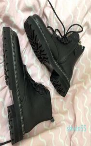 Mulher Proenza botas Nova temporada Schouler Leather Lace Up Taikle Boots Black Genuine Leather Combat Grain Calf Sapatos de couro 2930328