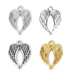 50 datorer Fashion Zinc Based Alloy Wing Charms för smycken som gör silverfärgguldguldfärgvinkelvinge halsband örhängen DIY fynd 240408