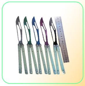 Nova lâmina de titânio de treinamento de butterfly theone balisong orca titanium não canal nítido transparente g10 swing jilt knive5193016