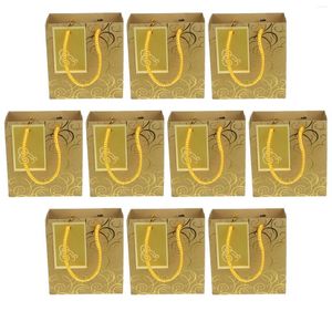 Present Wrap 10 PCS Bow Paper Bags Party Packing Pouch Small Decorative Shopping Födelsedagspresent