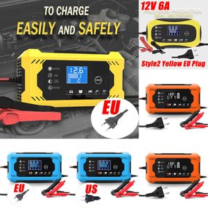 2024 2024車のバッテリー充電器12V 6Aオートバイトラック用のインテリジェント充電パルスパルス修理タイプフルオートストップデュアルモード鉛酸