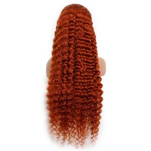 Koronkowe peruki ludzkie włosy Remy Curly 13x4 Koronna peruka 8 ''-30 '' Kolorowa klęska przedechowana głęboka fala Brazylijska Ginger pomarańczowa