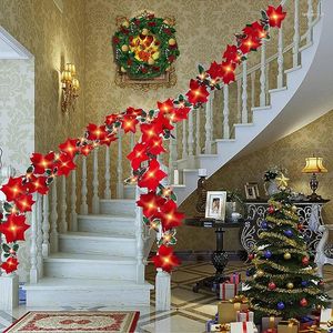 Decorative Flowers 2m Christmas Artificial Flower Decoration Garland String Light Xmas Tree Ornament For Party Decor With Red Berries Holly