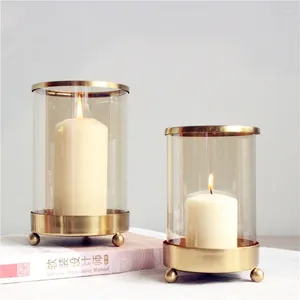 Candle Holders Nordic Gold Glass Holder Cup Wedding Tea Light Christmas Centro De Mesa Candel Decoration ZP50ZT