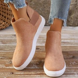 Casual Shoes Faux Suede Flat ökning för kvinnor 2024 Autumn Non Slip Woman On Sports Board Plus Size 36-43