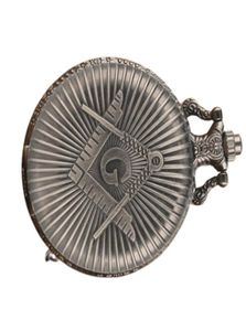 Big G Masonry Masonic Mönster Pocket Watch Antique Vine Silver Grey Quartz Clock Pendant Necklace Chain Gifts2245336