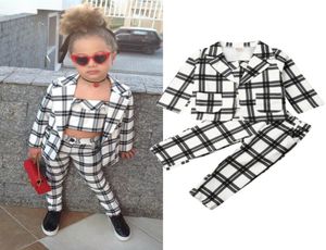 3st Fashion Kids Baby Girl Winter Clothes Set 27y Plaid Print Coat Undercoat T Shirtspants Outfits Y2008293526096