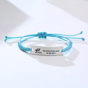 Charm Armband 2024 Inspirerande armband Graduation Gift justerbar rostfritt stål böjd tagg som hon trodde kunde så gjorde