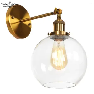Vägglampa loft industriella badrumsljus brons kroppsljus lysande modern klar glas skugga amerikansk stil inomhus hembelysning